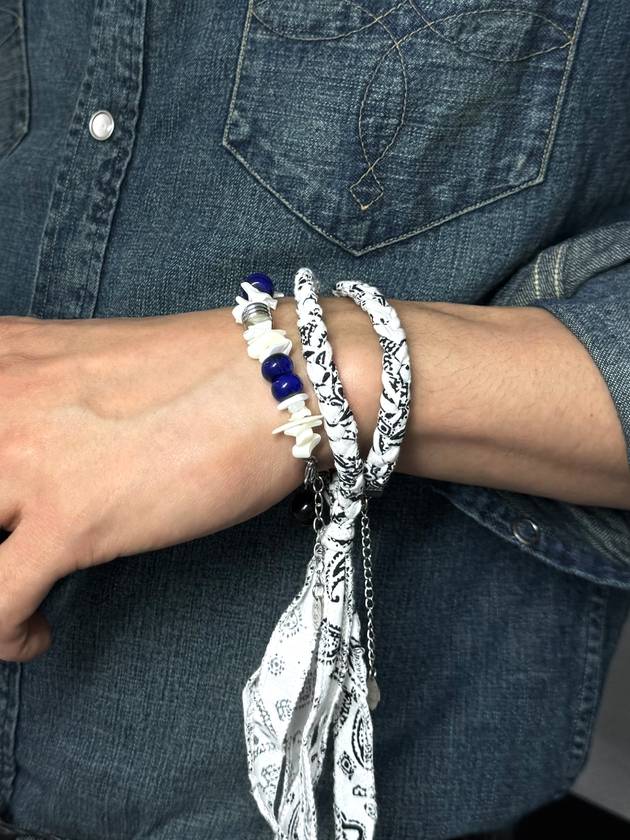 Natural Santorini Lapis & Pearl Bracelet - S SY - BALAAN 3