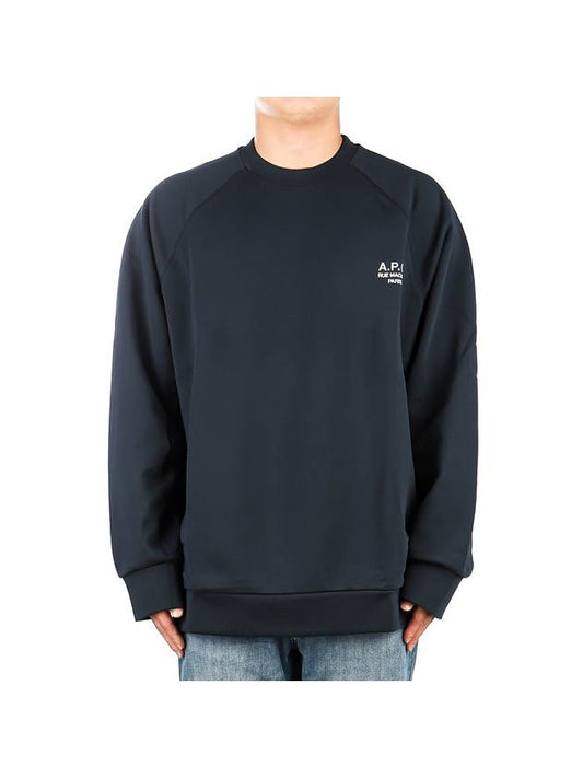 Men's Milton Small Logo Loose Fit Cotton Sweatshirt Navy - A.P.C. - BALAAN 2
