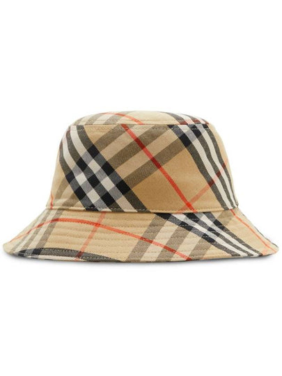 Check Cotton Blend Bucket Hat Beige - BURBERRY - BALAAN 2