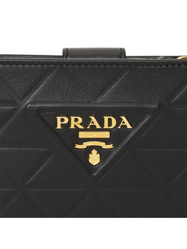 Triangle Logo Leather Half Wallet Black - PRADA - BALAAN 8