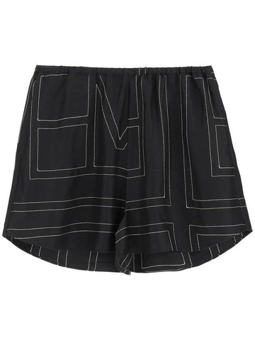 Monogram Silk Pyjamas Shorts Black - TOTEME - BALAAN 1