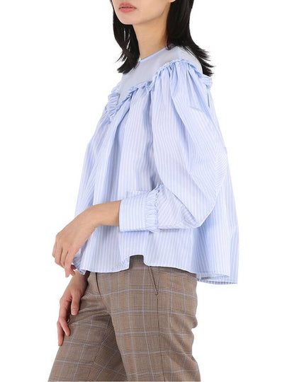 Burberry Ladies Pale Blue Stripe Velma Cotton Blouse, Brand Size 10 (US Size 8) - BURBERRY - BALAAN 2