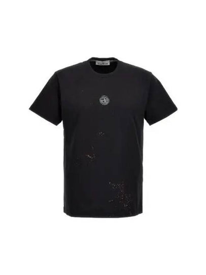 Compass Logo Print Short Sleeve T-Shirt Black - STONE ISLAND - BALAAN 2