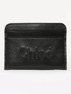 Sense Embroidered Logo Calfskin Card Wallet Black - CHLOE - BALAAN 4