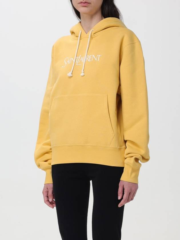 Logo Print Cotton Hoodie Yellow - SAINT LAURENT - BALAAN 5