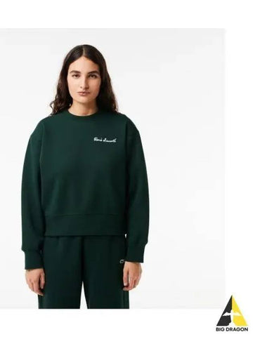 Women s Rene Overfit Crew Neck Sweatshirt Deep Green - LACOSTE - BALAAN 1