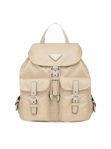 Triangle Logo Re Nylon Small Backpack Desert Beige - PRADA - BALAAN 1