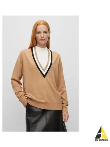 Women s color combination line point V neck knit 50476604 260 - BOSS - BALAAN 1