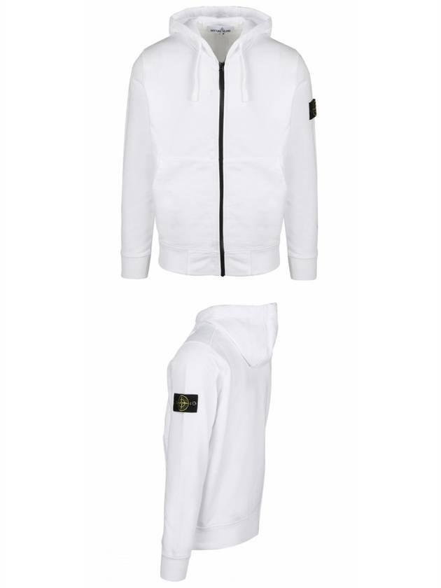 Wappen Patch Cotton Zip Up Hoodie White - STONE ISLAND - BALAAN 5