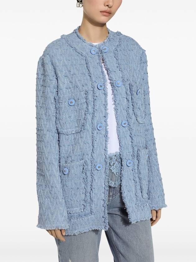 Single breasted cotton rush stitch jacket Azur - DOLCE&GABBANA - BALAAN 3