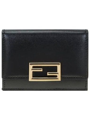 Logo Tri-Fold Half Wallet Black - FENDI - BALAAN 1