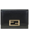 Logo Tri-Fold Half Wallet Black - FENDI - BALAAN 1