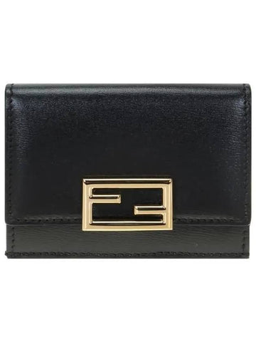 Logo Tri-Fold Half Wallet Black - FENDI - BALAAN 1