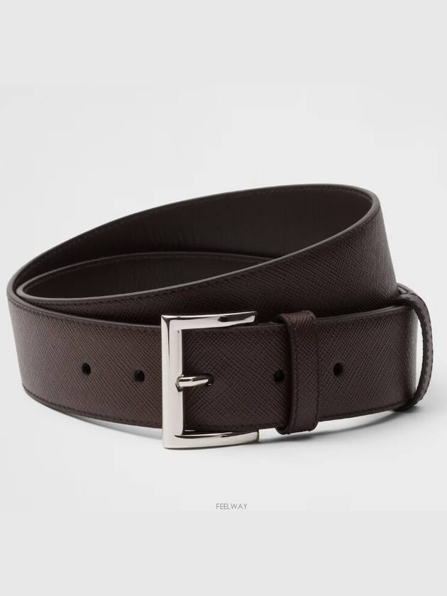 Saffiano Leather Belt Brown - PRADA - BALAAN 4