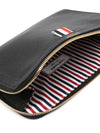 Mini Pebble Leather Gusset Clutch Bag Black - THOM BROWNE - BALAAN 4