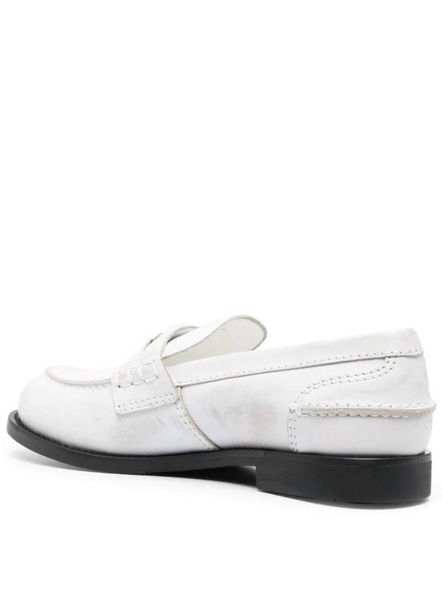 Penny Brushed Leather Loafers White - MIU MIU - BALAAN 4