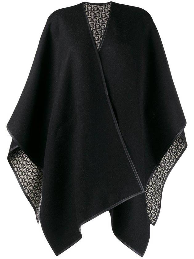 Gancini Wool Cape Black - SALVATORE FERRAGAMO - BALAAN.