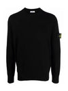 Waffen Patch Crew Neck Wool Knit Top Black - STONE ISLAND - BALAAN 2