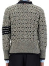 4 Bar Stripe Cable Knit Cardigan Grey - THOM BROWNE - BALAAN 4