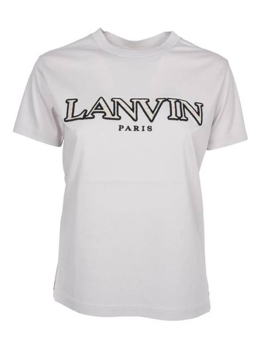 Classic Embroidered Curb Short Sleeve T-Shirt White - LANVIN - BALAAN 1