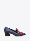 logo fringe loafer pumps heel navy - VALENTINO - BALAAN.