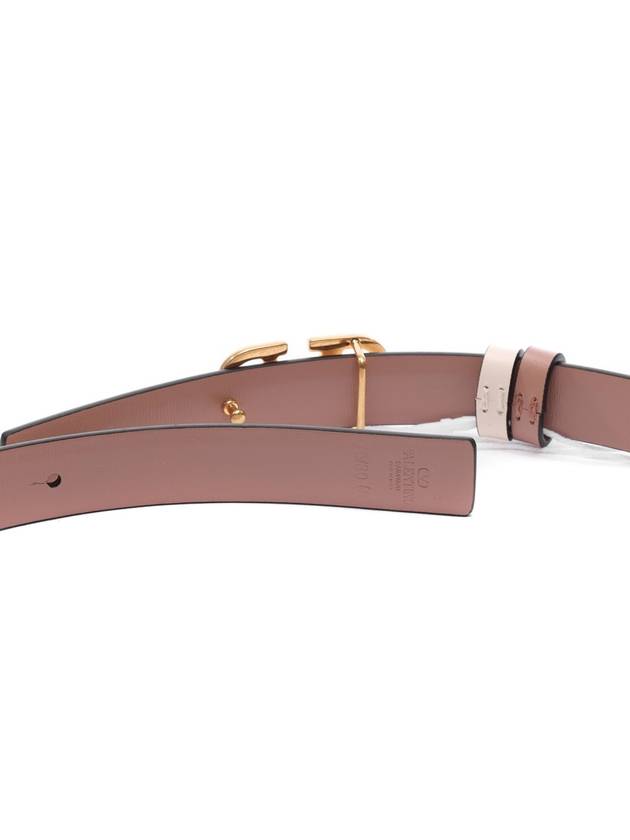 Reversible V Logo Signature Leather Belt White - VALENTINO - BALAAN 7