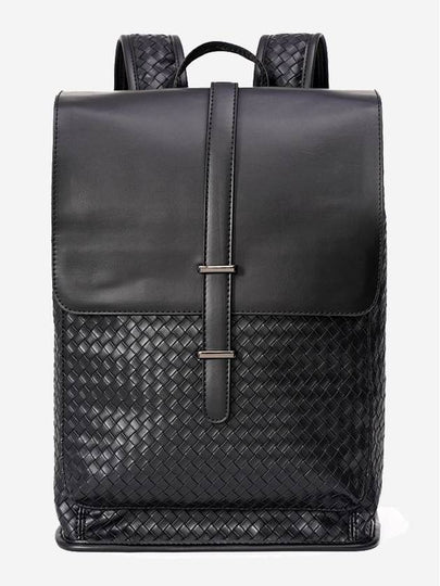 Zenith Intrecciato Laptop 15-Inch Leather Backpack Black - MINOC - BALAAN 2