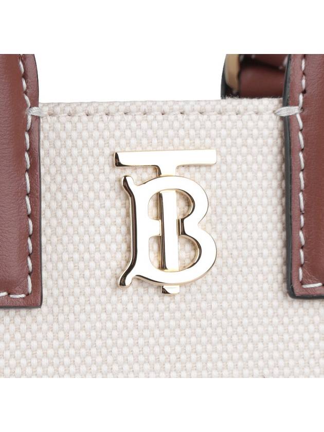 Frances Canvas Leather Mini Tote Bag Ecru Tan - BURBERRY - BALAAN 8