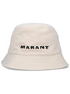 Embroidered Logo Bucket Hat Ecru Black - ISABEL MARANT - BALAAN.