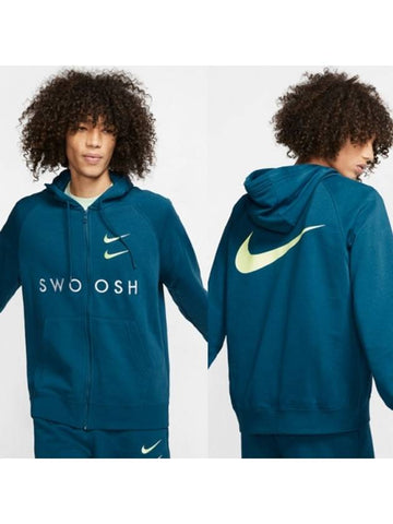 01CT7362499Double Swoosh Hood Zip JacketTeal Green - NIKE - BALAAN 1