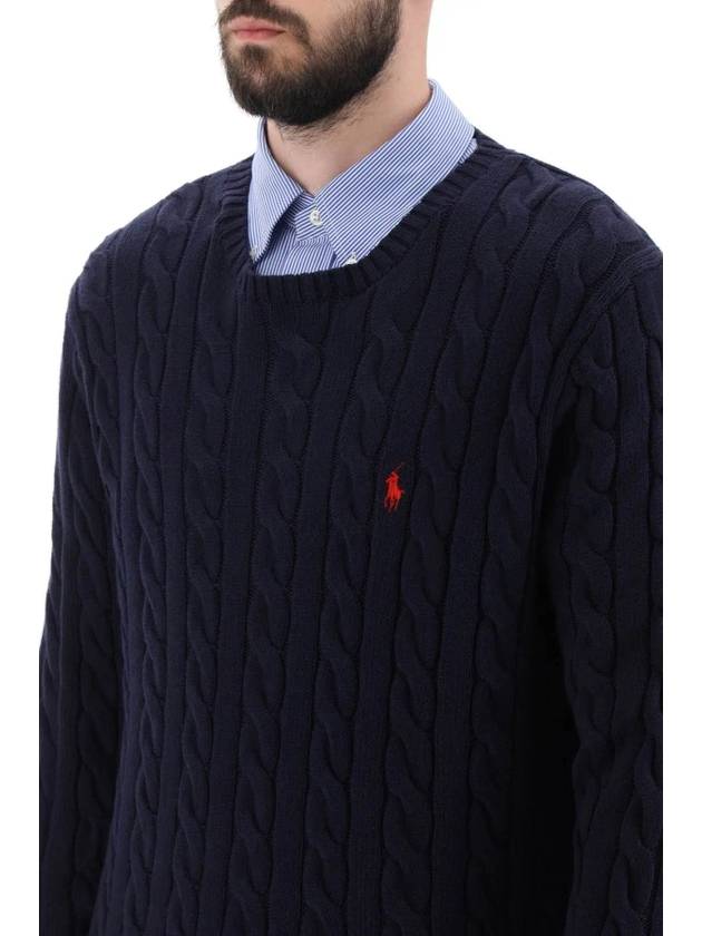 Embroidery Logo Cable Knit Top Navy - POLO RALPH LAUREN - BALAAN 3