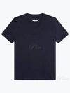 Reverse Embroidered Logo Stitched Cotton Short Sleeve T-Shirt Navy - MAISON MARGIELA - BALAAN 2