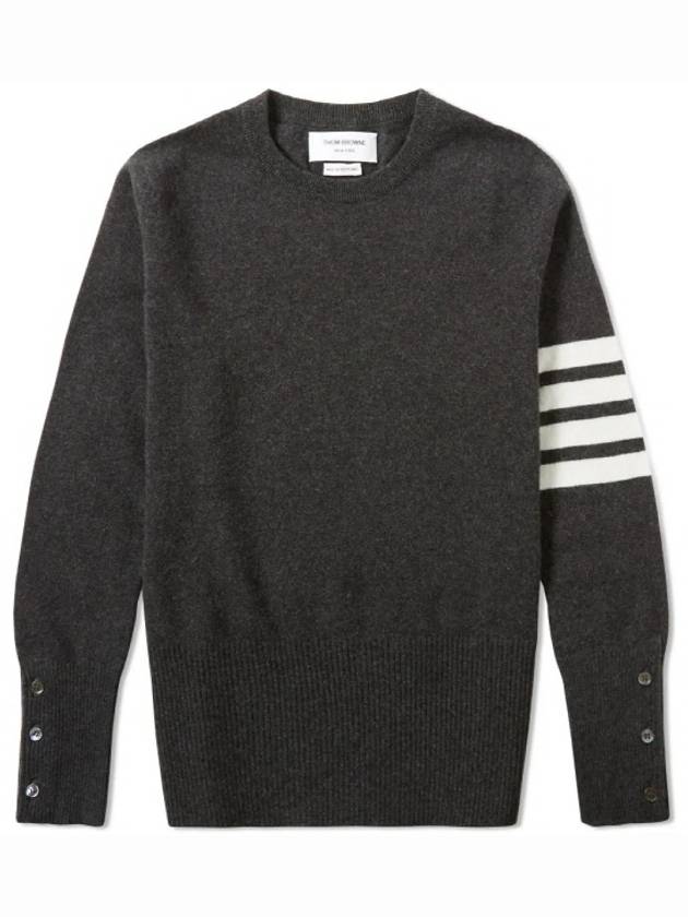 Diagonal Classic Cashmere Knit Top Dark Grey - THOM BROWNE - BALAAN 2