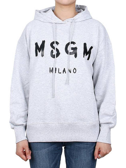 Logo Print Cotton Hoodie Light Grey - MSGM - BALAAN 2