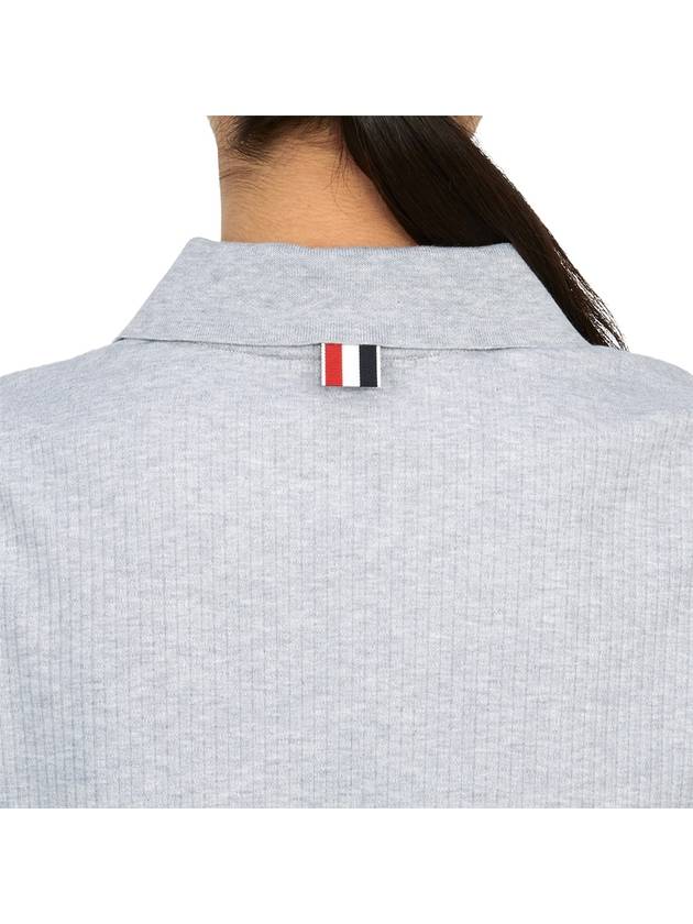 Three Stripes High Twist Rib Polo Shirt Grey - THOM BROWNE - BALAAN 10