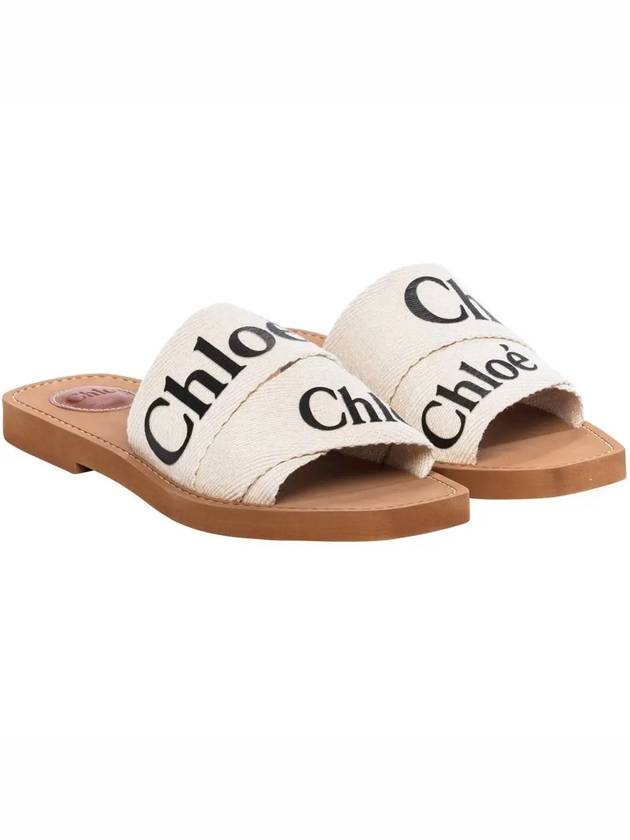 Woody Logo Flat Mule Slippers White - CHLOE - BALAAN 4