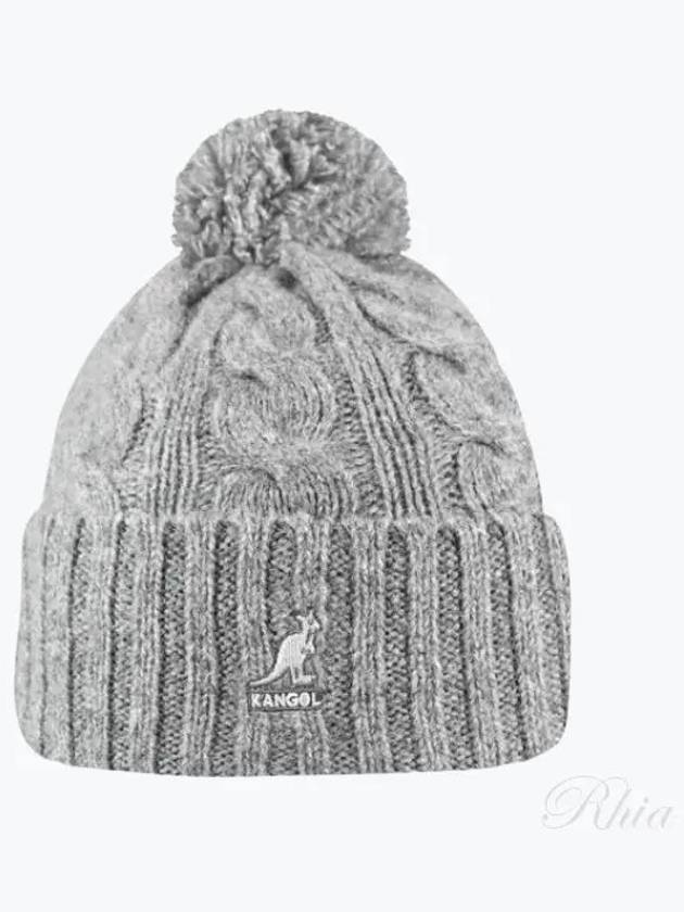 K4460SM Gray Cable Knit Pom Beanie - KANGOL - BALAAN 1