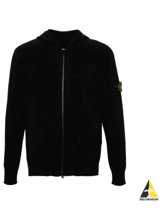 Wappen Padded Zipper Hooded Cotton Cardigan Black - STONE ISLAND - BALAAN 2