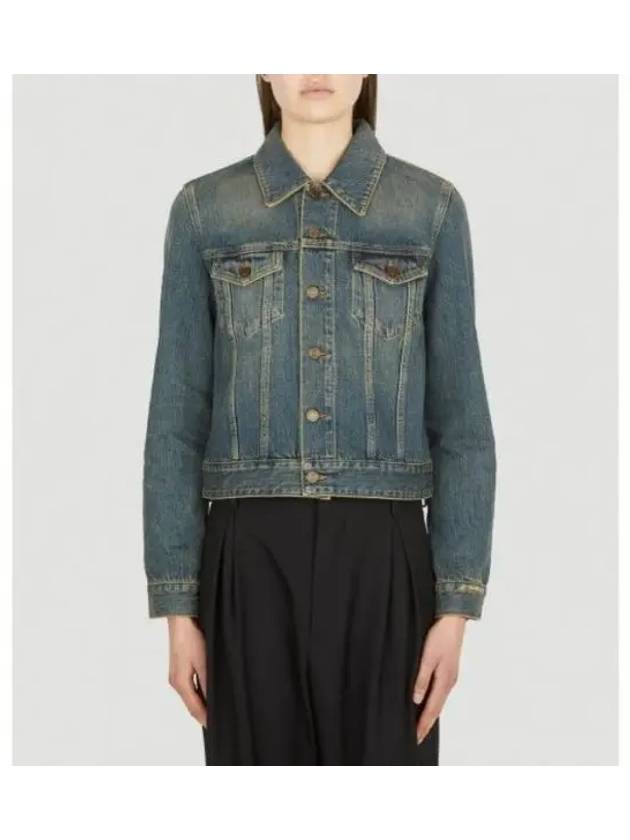 Vintage Washed Crop Denim Jacket - SAINT LAURENT - BALAAN 2