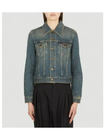 Vintage Washed Crop Denim Jacket Blue - SAINT LAURENT - BALAAN 2