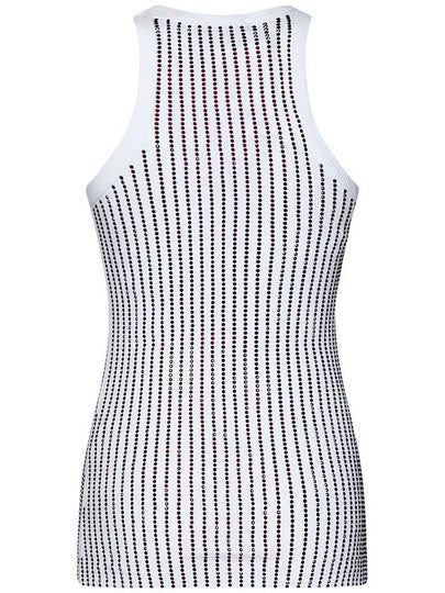 White Tank Top With Multicolor Rhinestone In Jersey Woman - THE ATTICO - BALAAN 2