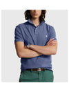 Embroidered White Pony Slim Fit Polo Shirt Blue - POLO RALPH LAUREN - BALAAN 2