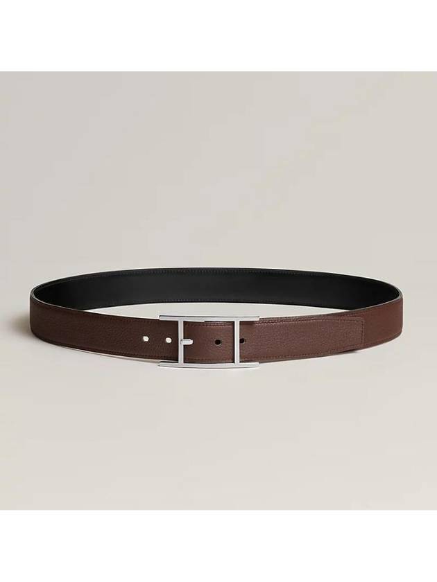 Quentin silver reversible belt black brown - HERMES - BALAAN 3