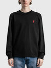 De Coeur embroidered logo ribbed crewneck long sleeve Tshirt - AMI - BALAAN 4