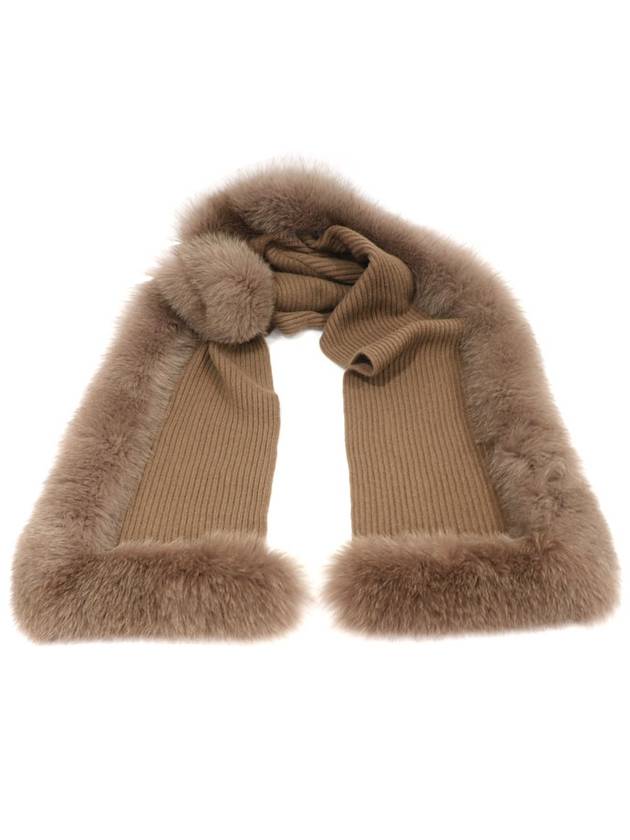 100 cashmere fox fur brown hooded shawl muffler - DIOR - BALAAN 6