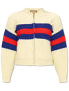 Web Stripe Zip-Up Cardigan Cream - GUCCI - BALAAN 1