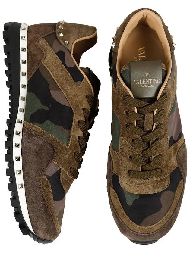 Camouflage Rockstud Low Top Sneakers Green - VALENTINO - BALAAN 3