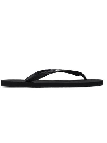 Logo Strap Rubber Flip Flops Black - VETEMENTS - BALAAN.