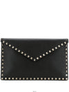 Rockstud Envelope Pouch Clutch Bag Black - VALENTINO - BALAAN 4