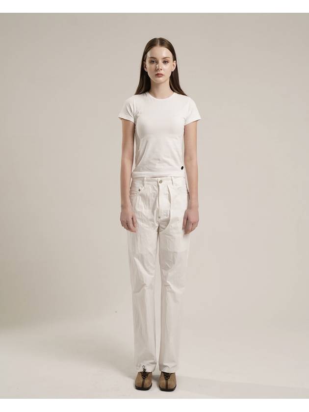 cutting line rivet pants white - TUDE - BALAAN 1